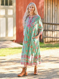 April Cornell Tallulah Peasant Dress - Aqua