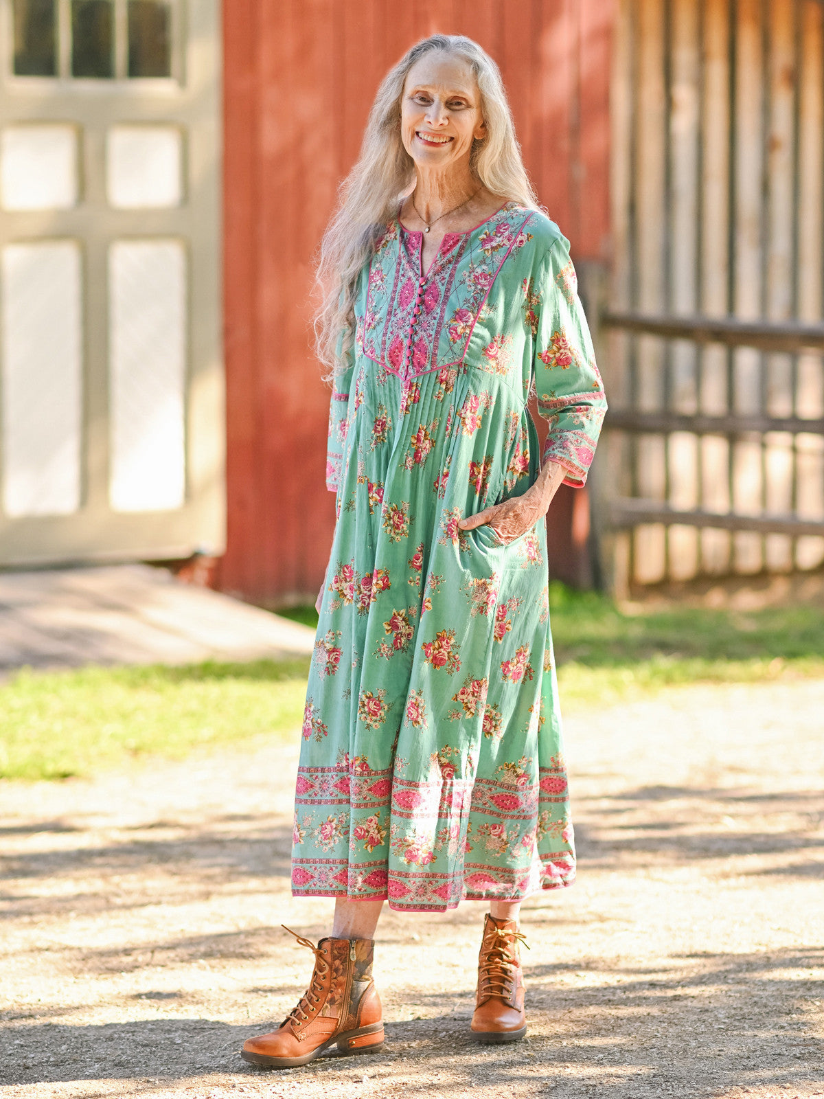 April Cornell Tallulah Peasant Dress - Aqua