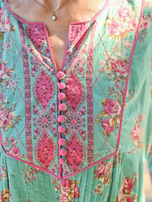 April Cornell Tallulah Peasant Dress - Aqua