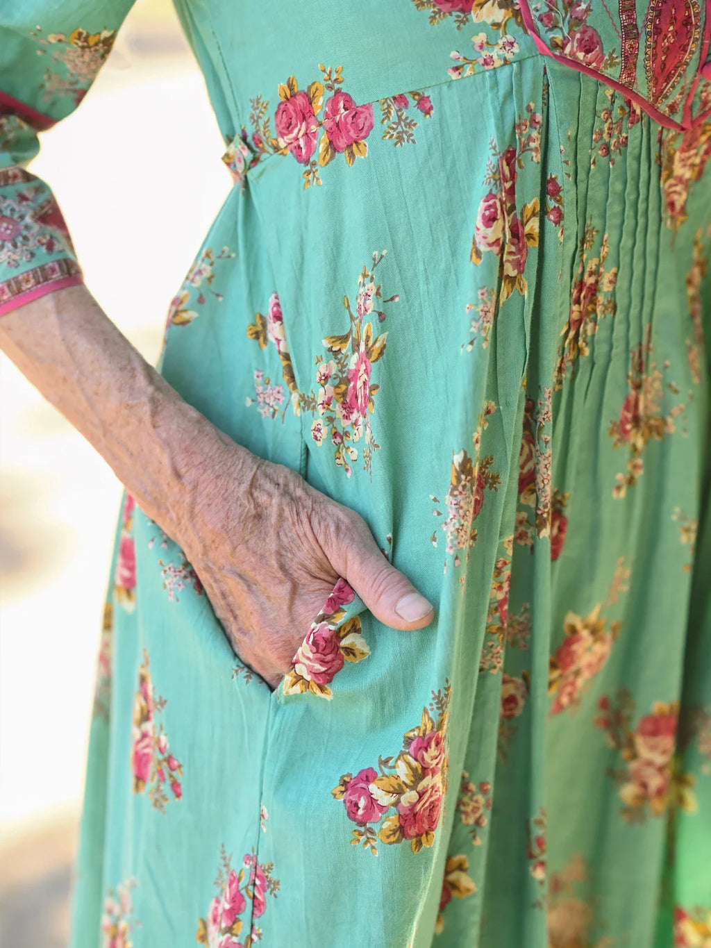 April Cornell Tallulah Peasant Dress - Aqua