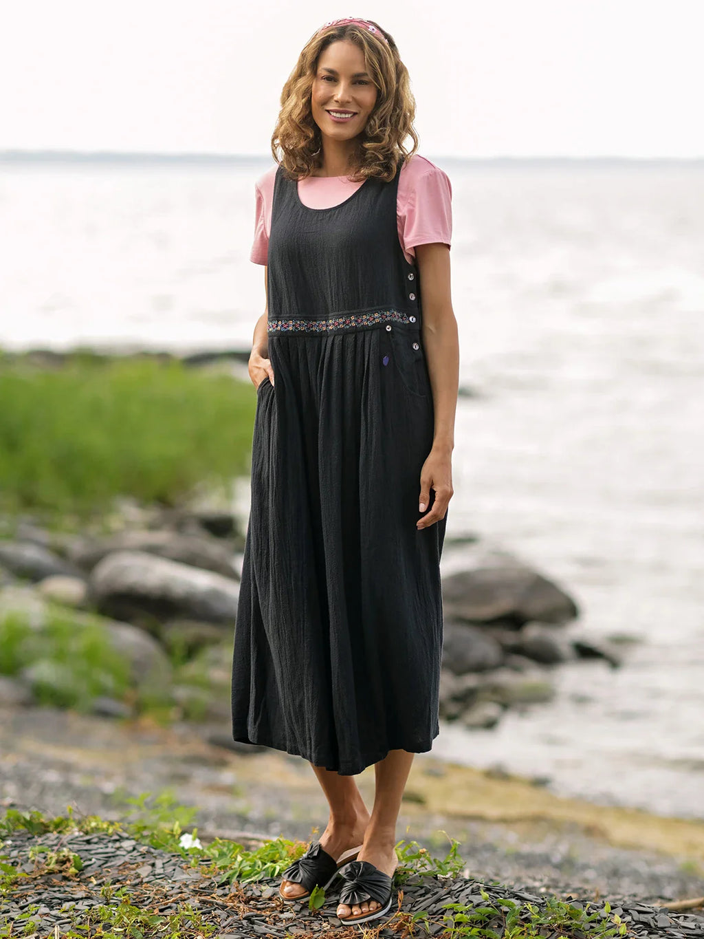 April Cornell Peaceful Pinafore Dress - Black