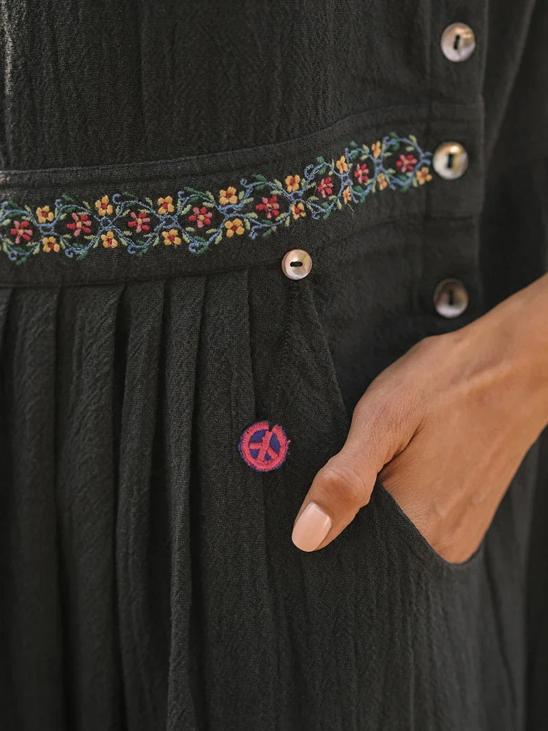 April Cornell Peaceful Pinafore Dress - Black