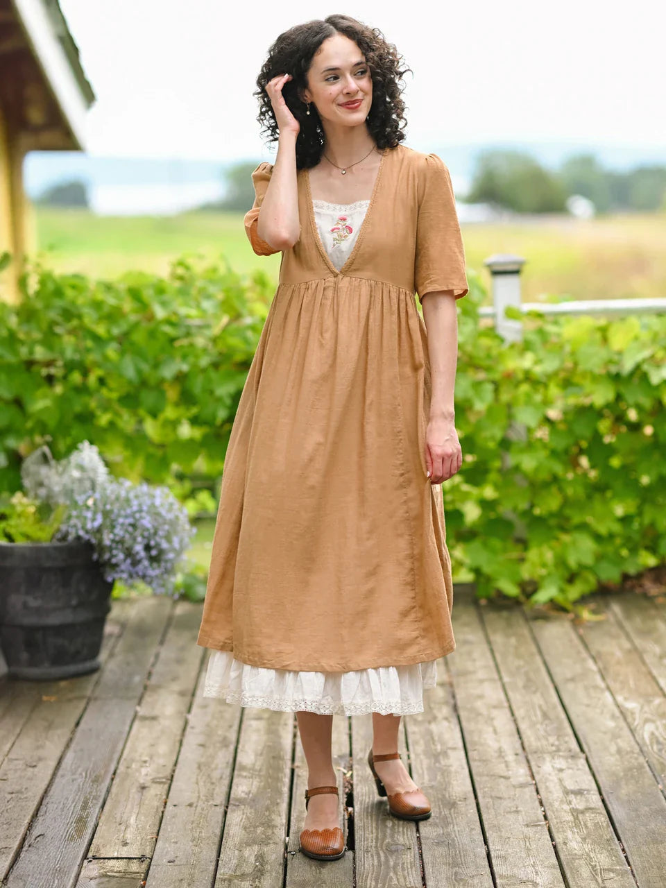 April Cornell Luncheon Dress - Cafe Au Lait