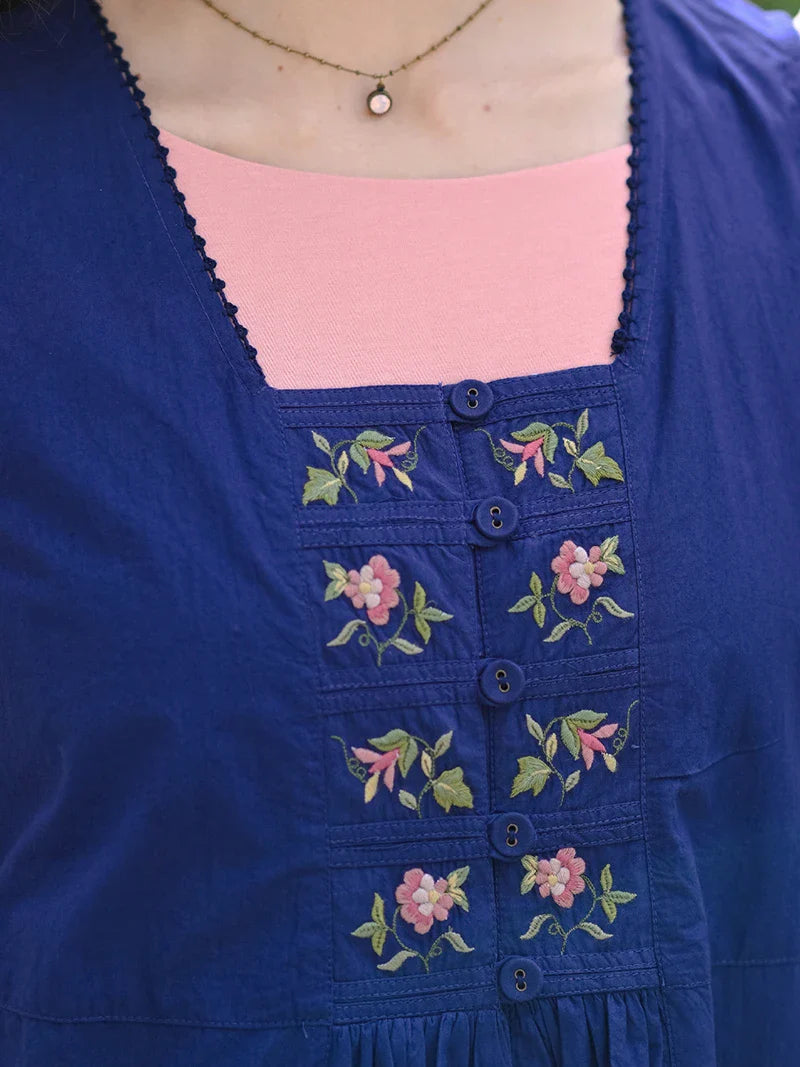 April Cornell Beatrix Pinafore Dress - Blue