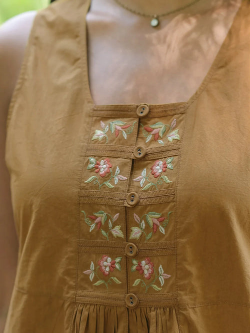 April Cornell Beatrix Pinafore Dress - Sepia