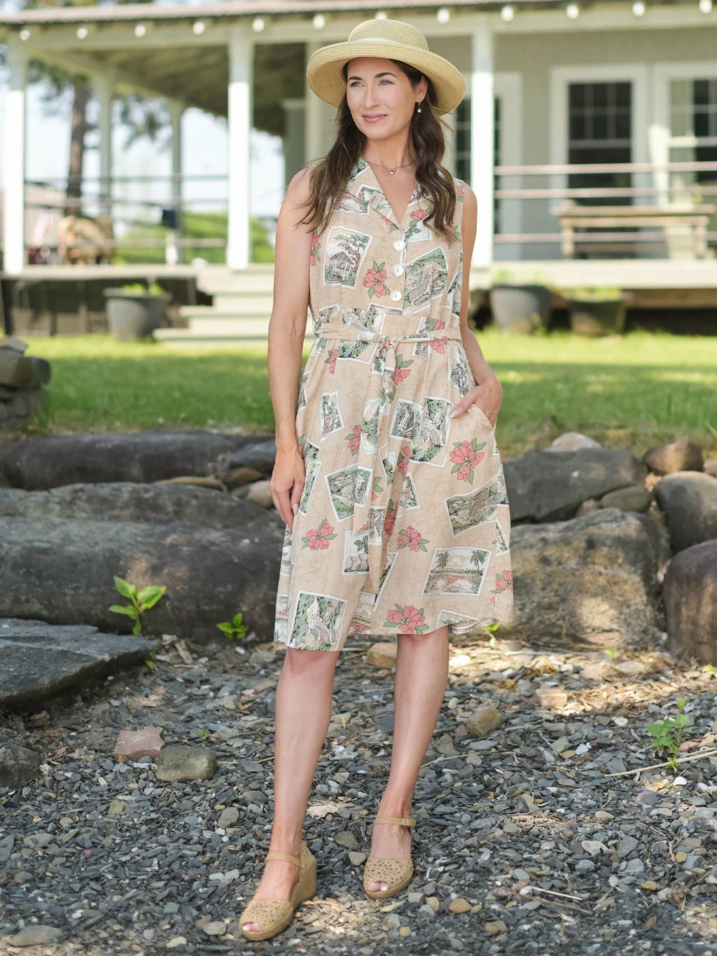 April Cornell Postcard Dress - Antique