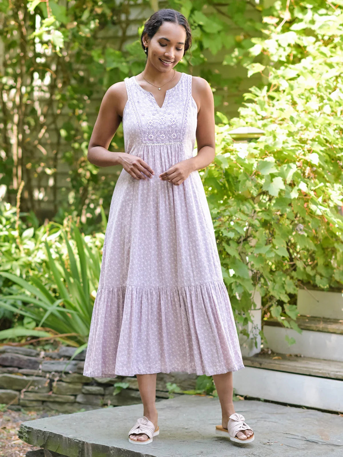 April Cornell Willa Rose Embroidered Dress - Amethyst