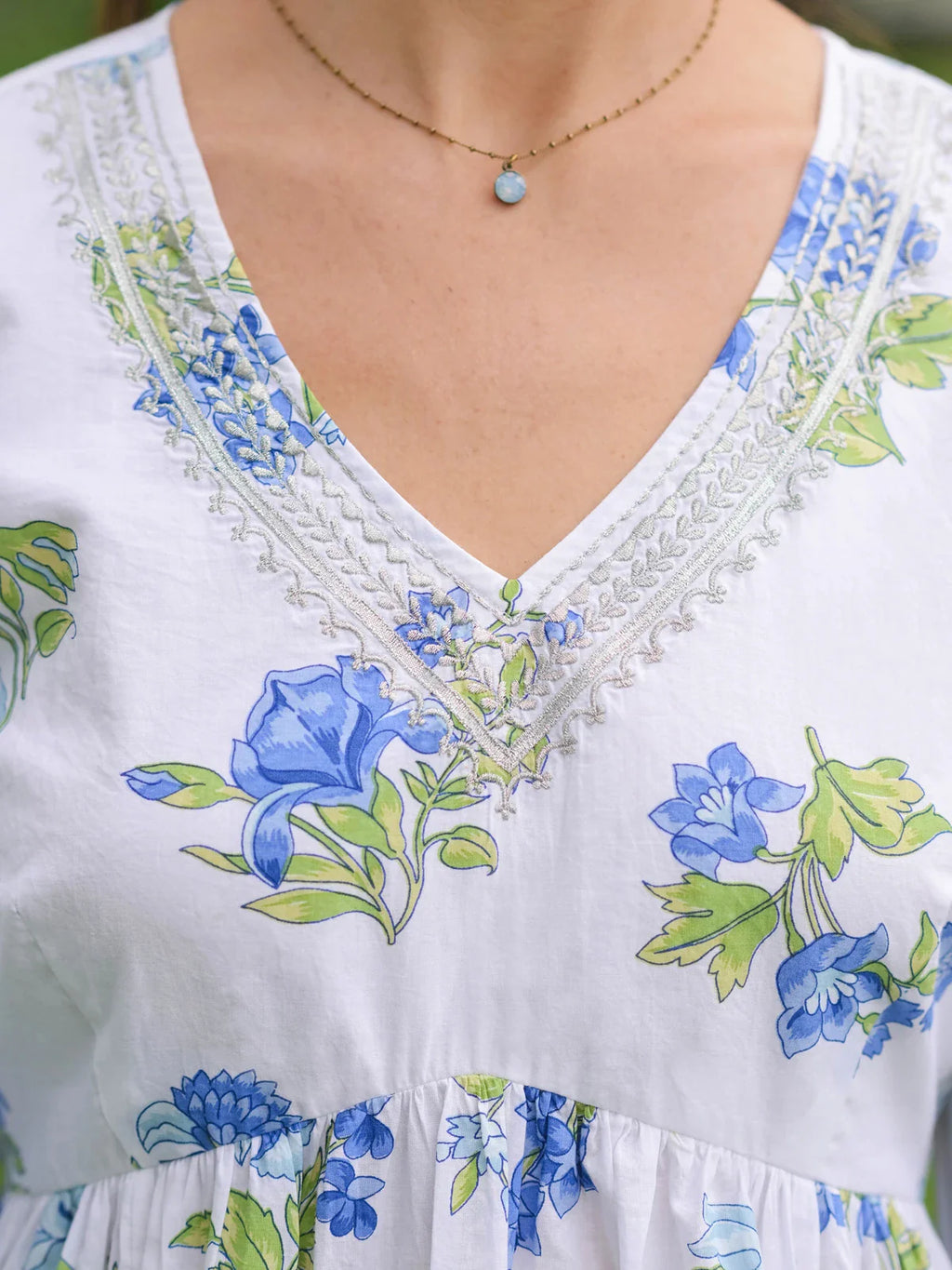 April Cornell Scotia Dress - White Blue