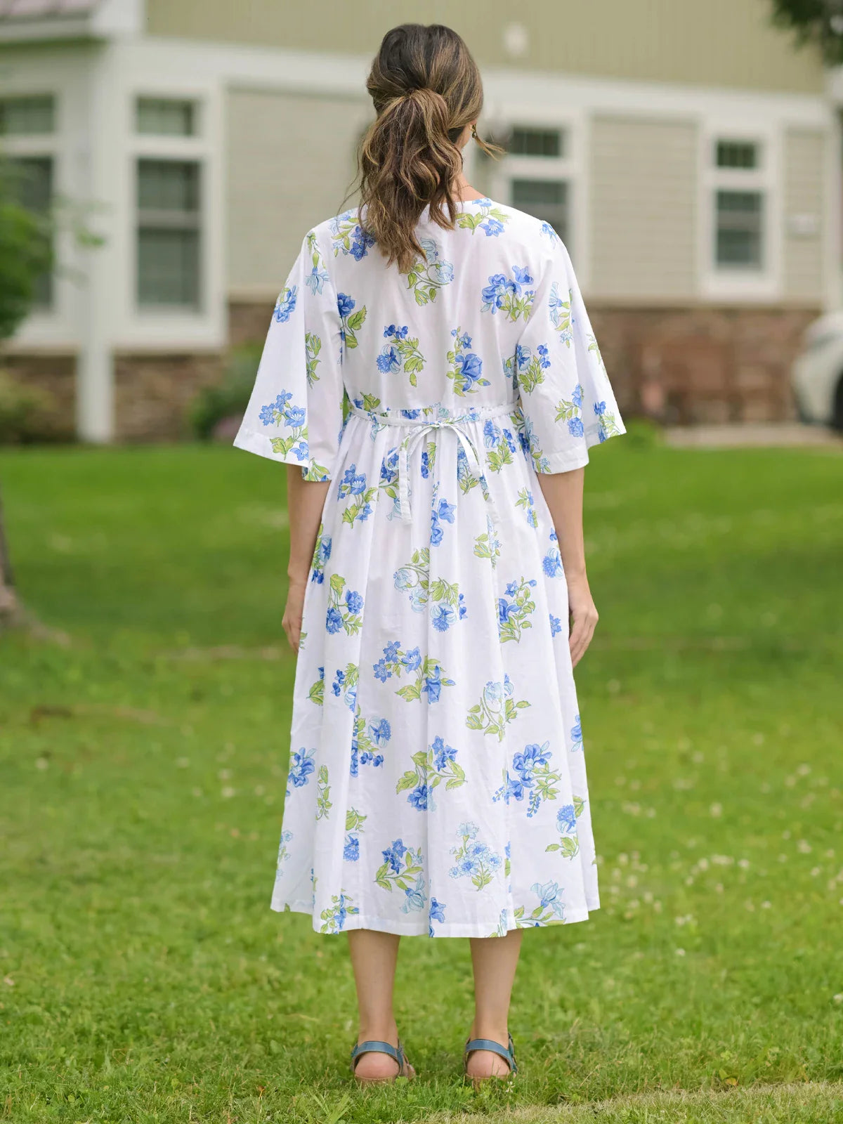 April Cornell Scotia Dress - White Blue