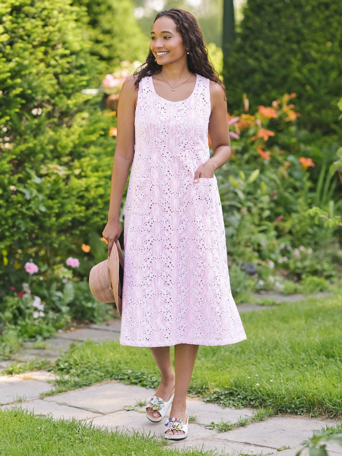 April Cornell Ariel's Eyelet Porch Dress - Rose