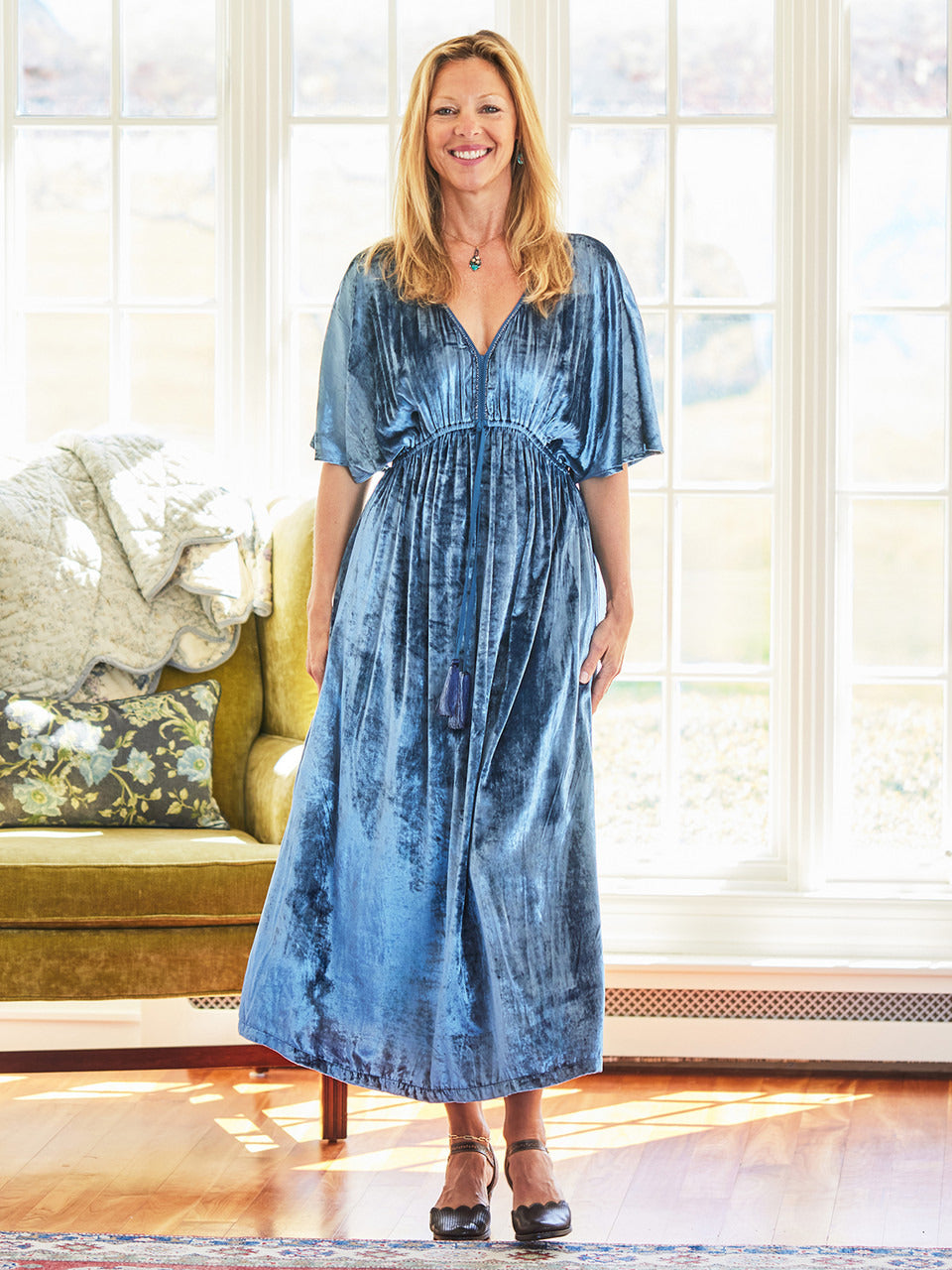 April Cornell Nicole Velvet Dress - Smoke