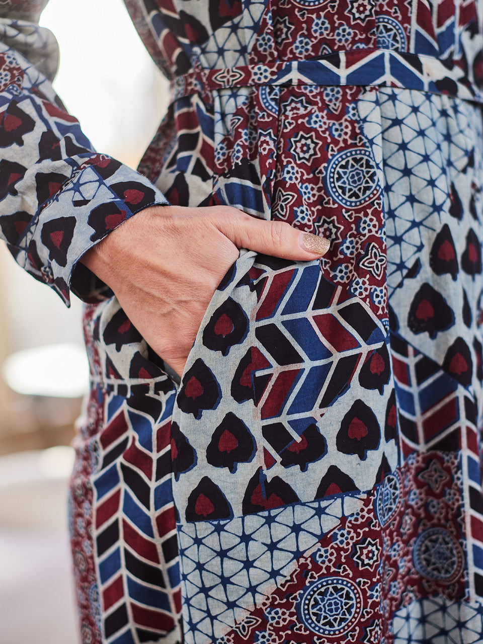 April Cornell Indigo Patchwork Shirtdress