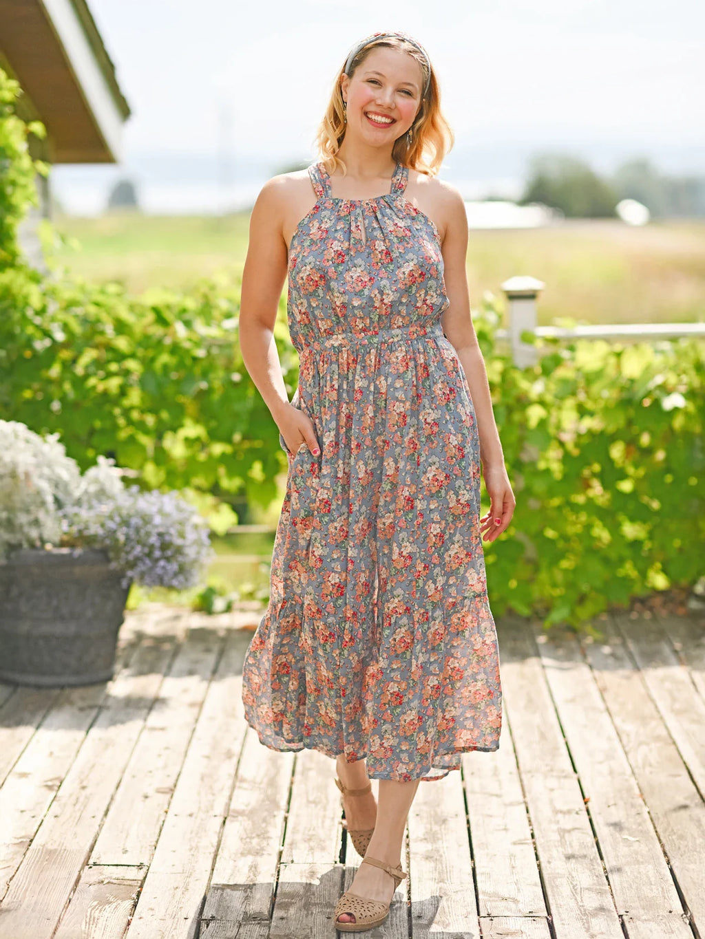 April Cornell Carolina Halter Dress - Slate