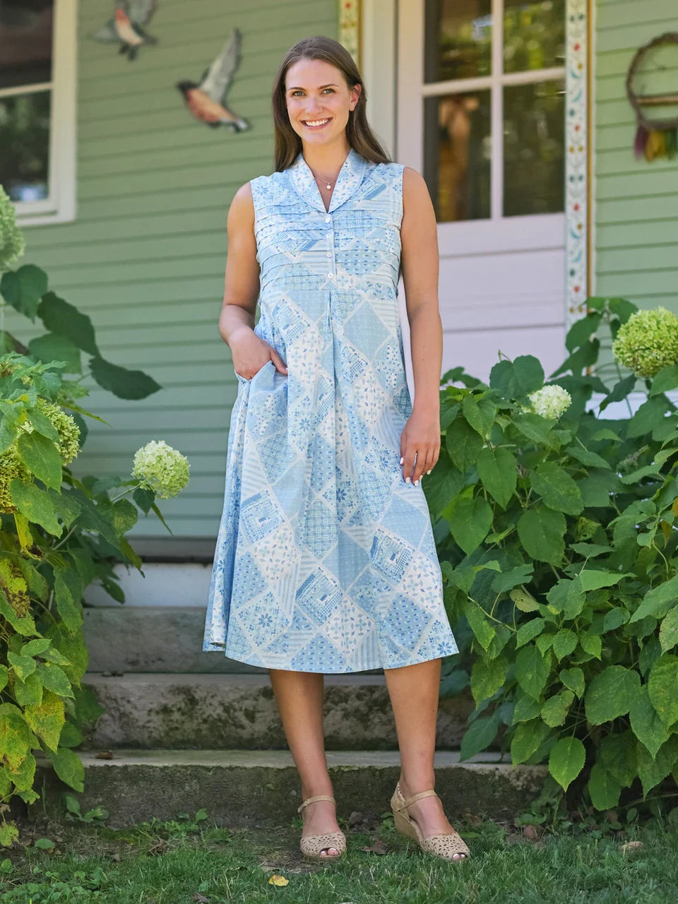 April Cornell Maddie's Medley Porch Dress - Light Blue
