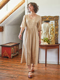 April Cornell Jacquard Court Dress - Biscuit