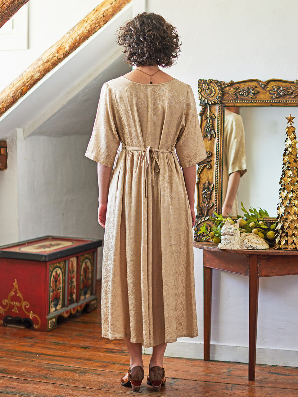 April Cornell Jacquard Court Dress - Biscuit