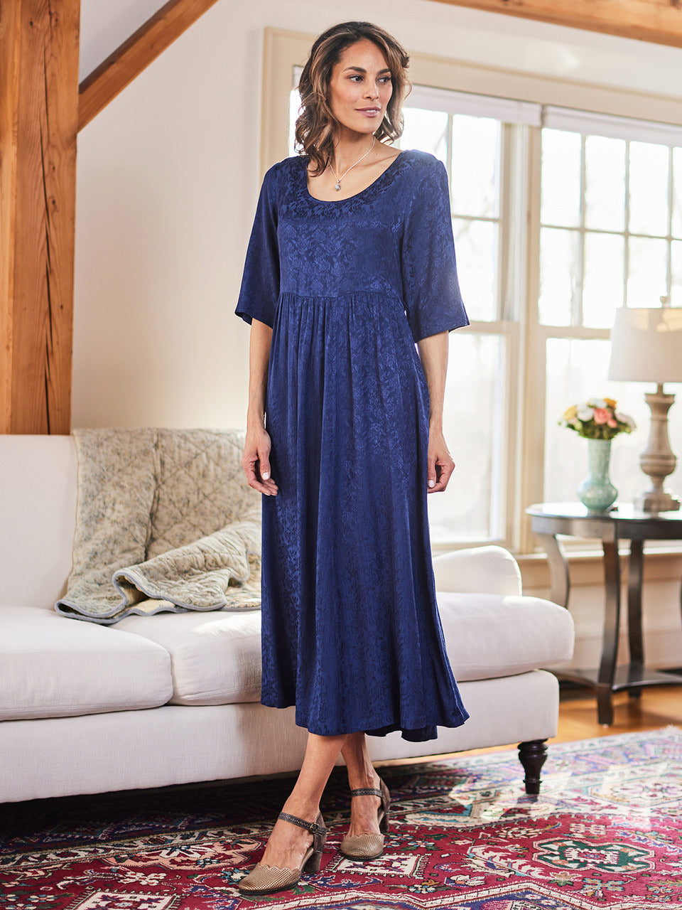 April Cornell Jacquard Court Dress - Navy