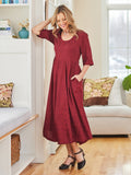 April Cornell Jacquard Court Dress - Rich Red
