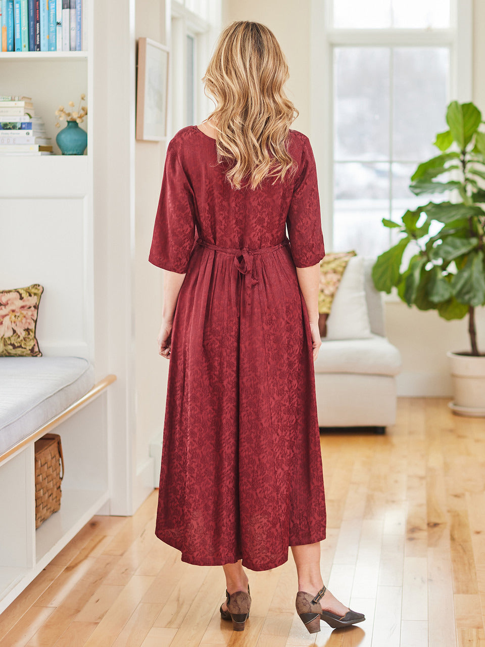 April Cornell Jacquard Court Dress - Rich Red