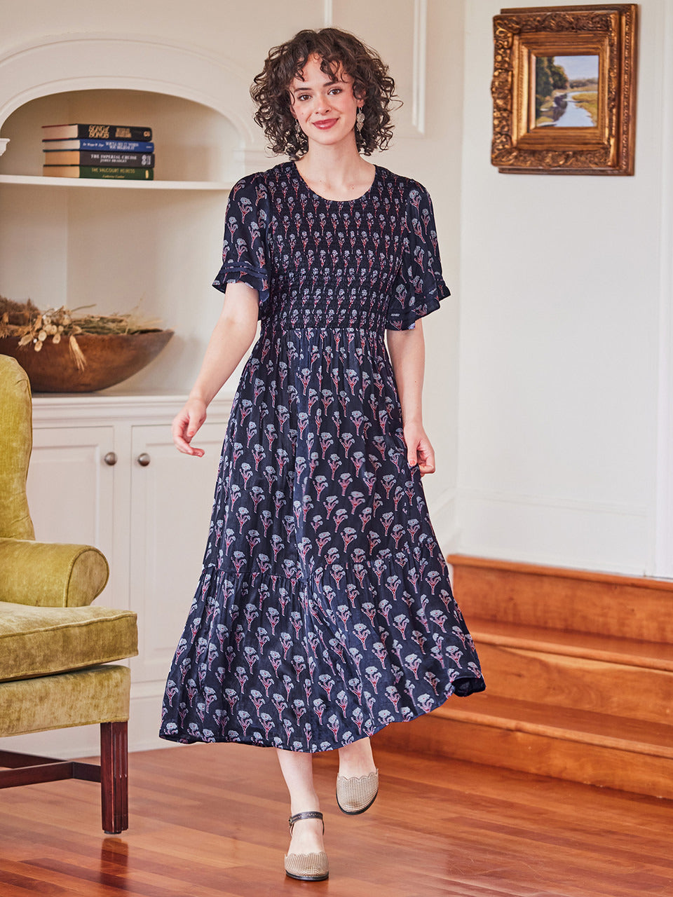 April Cornell Iris Indigo Satin Dress