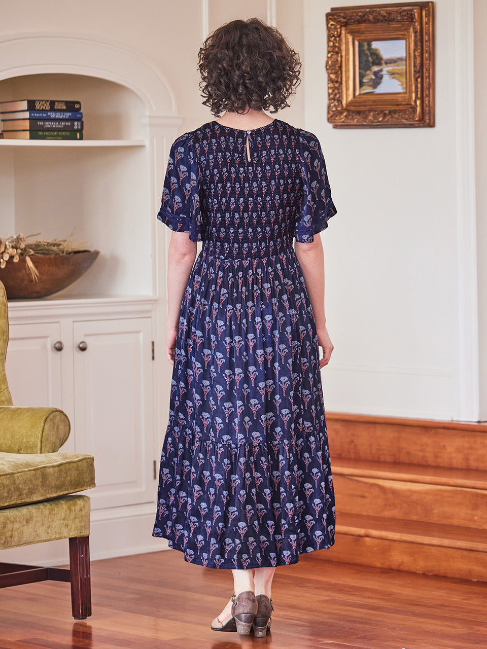 April Cornell Iris Indigo Satin Dress