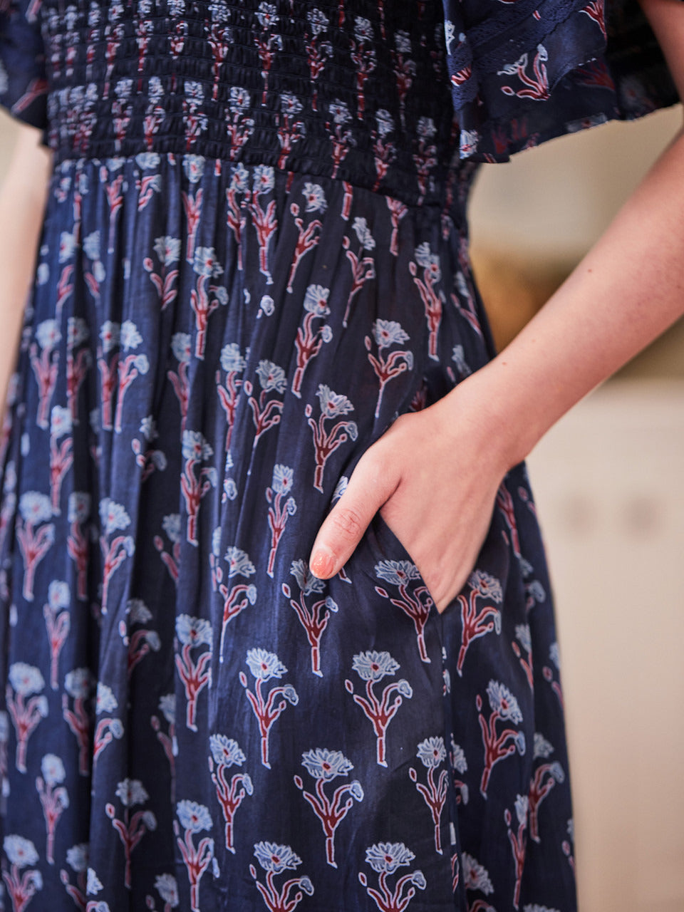 April Cornell Iris Indigo Satin Dress