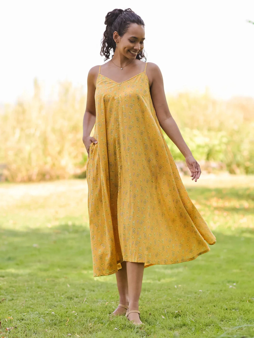 April Cornell Panama Butterfly Sundress - Dark Gold