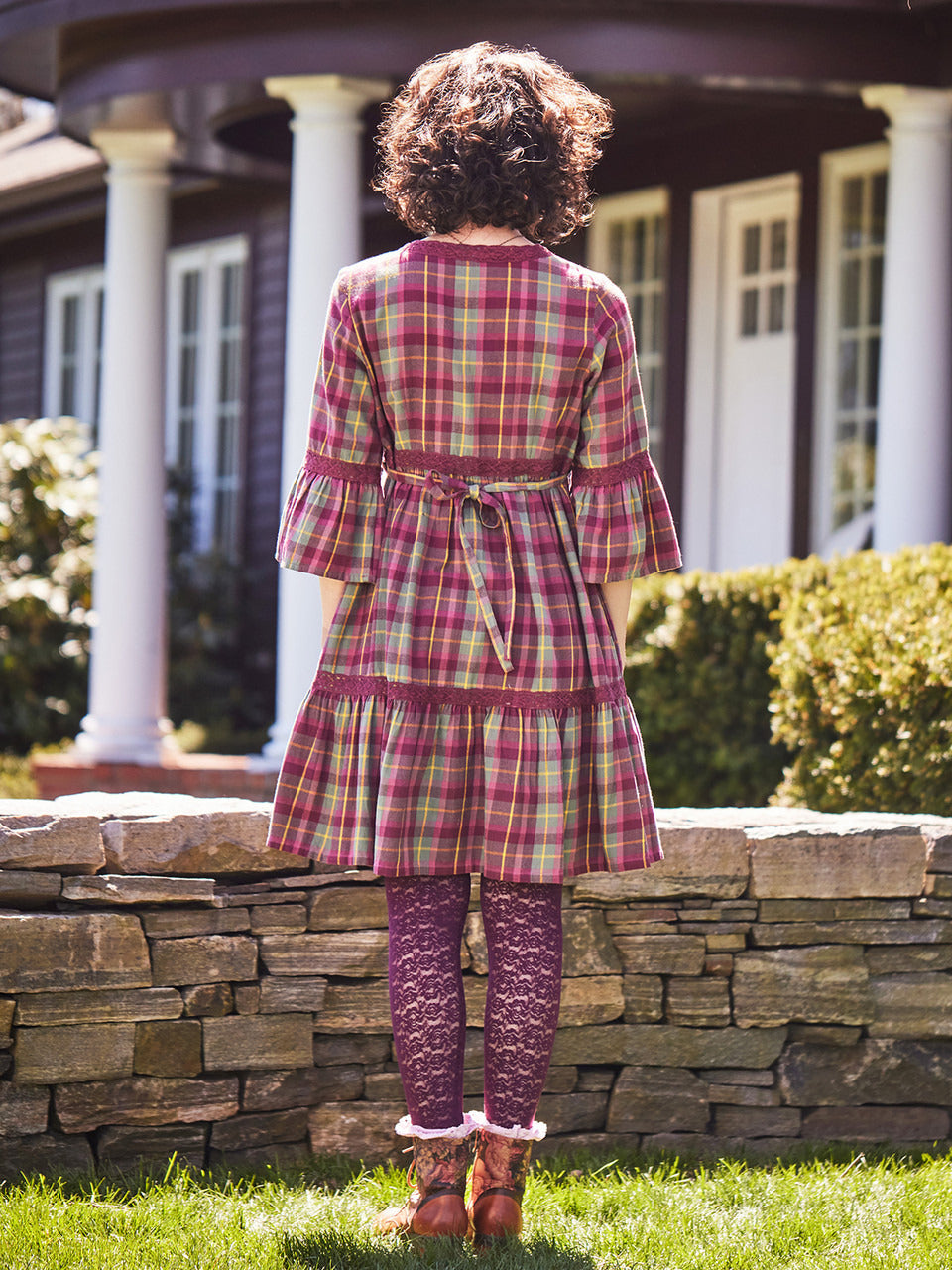 April Cornell Plumberry Plaid Short Dress
