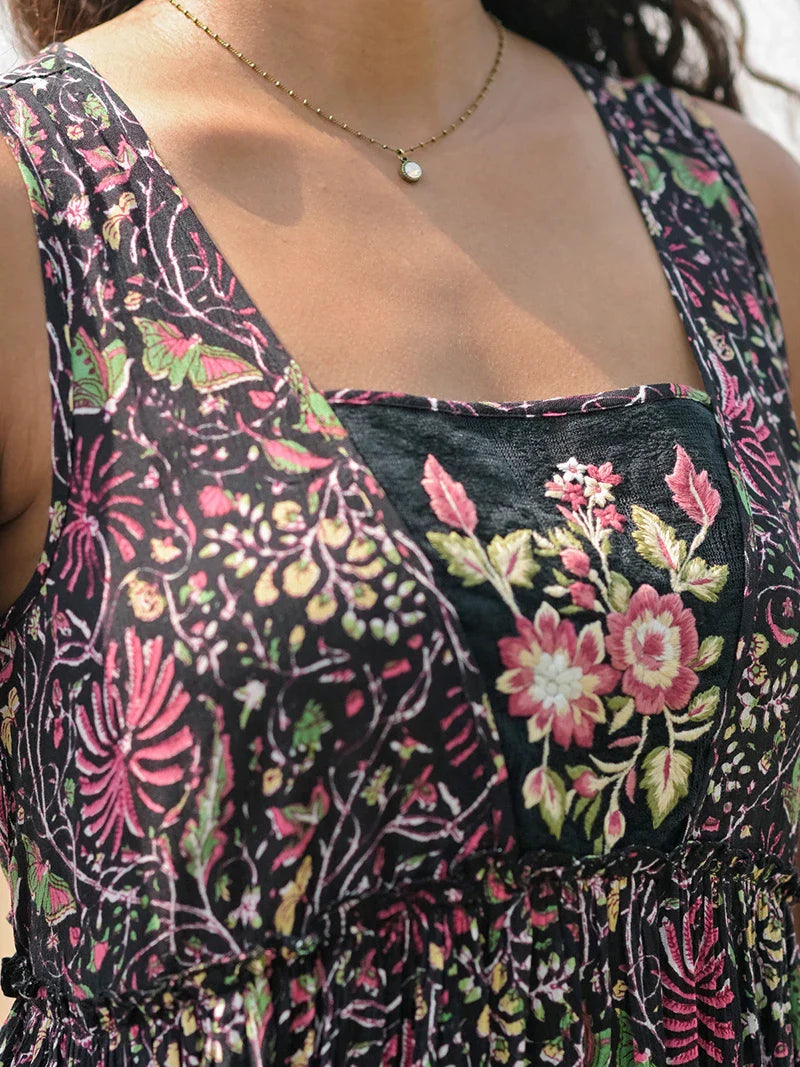 April Cornell Butterfly Vine Dress - Black
