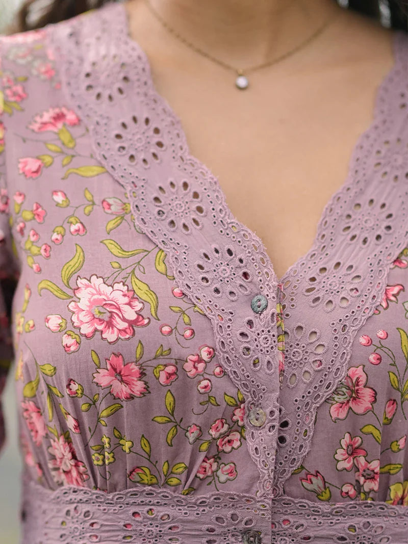 April Cornell Sunday Rose Prairie Dress - Amethyst