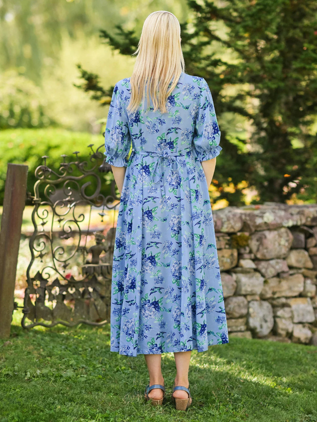April Cornell Valley of Flowers Dress - Sky Blue