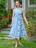 April Cornell Valley of Flowers Sleeveless Dress - Sky Blue