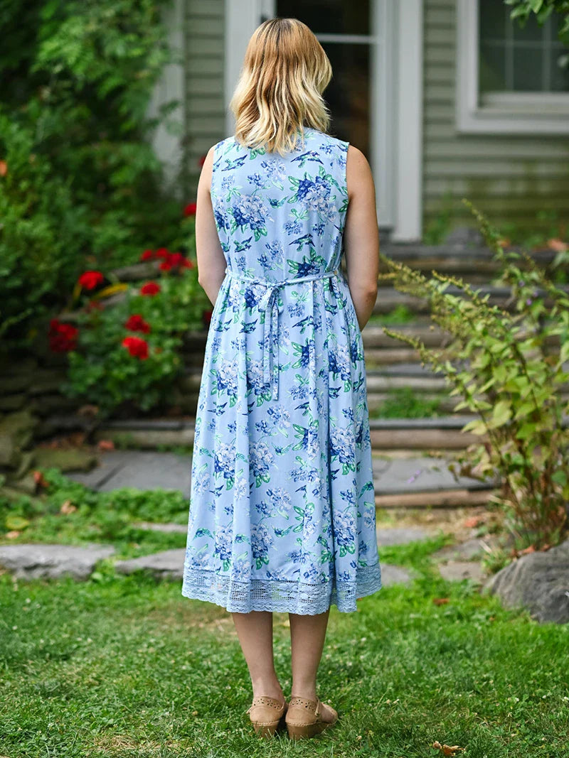 April Cornell Valley of Flowers Sleeveless Dress - Sky Blue