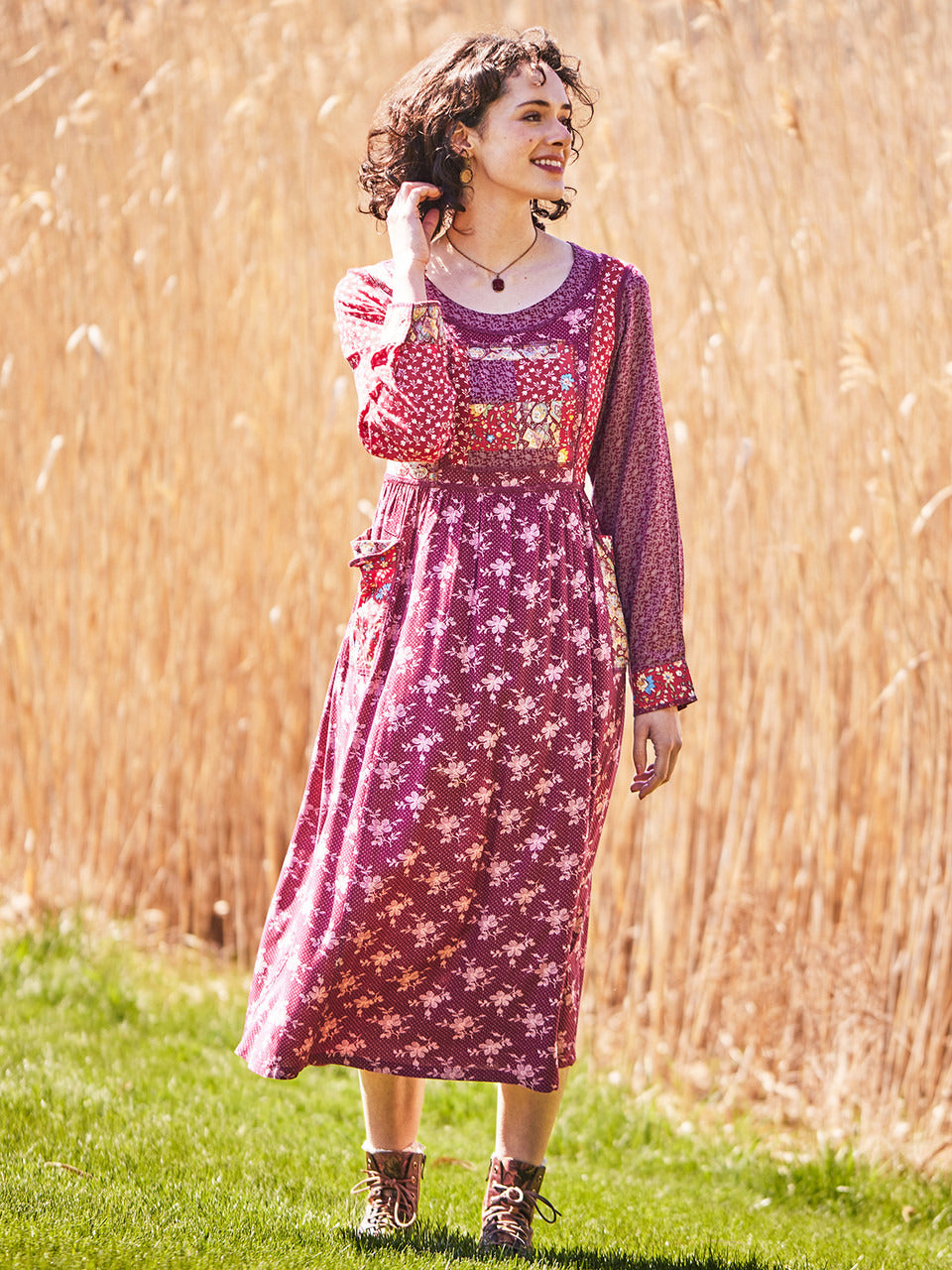 April Cornell Triple Berry Patchwork Dress