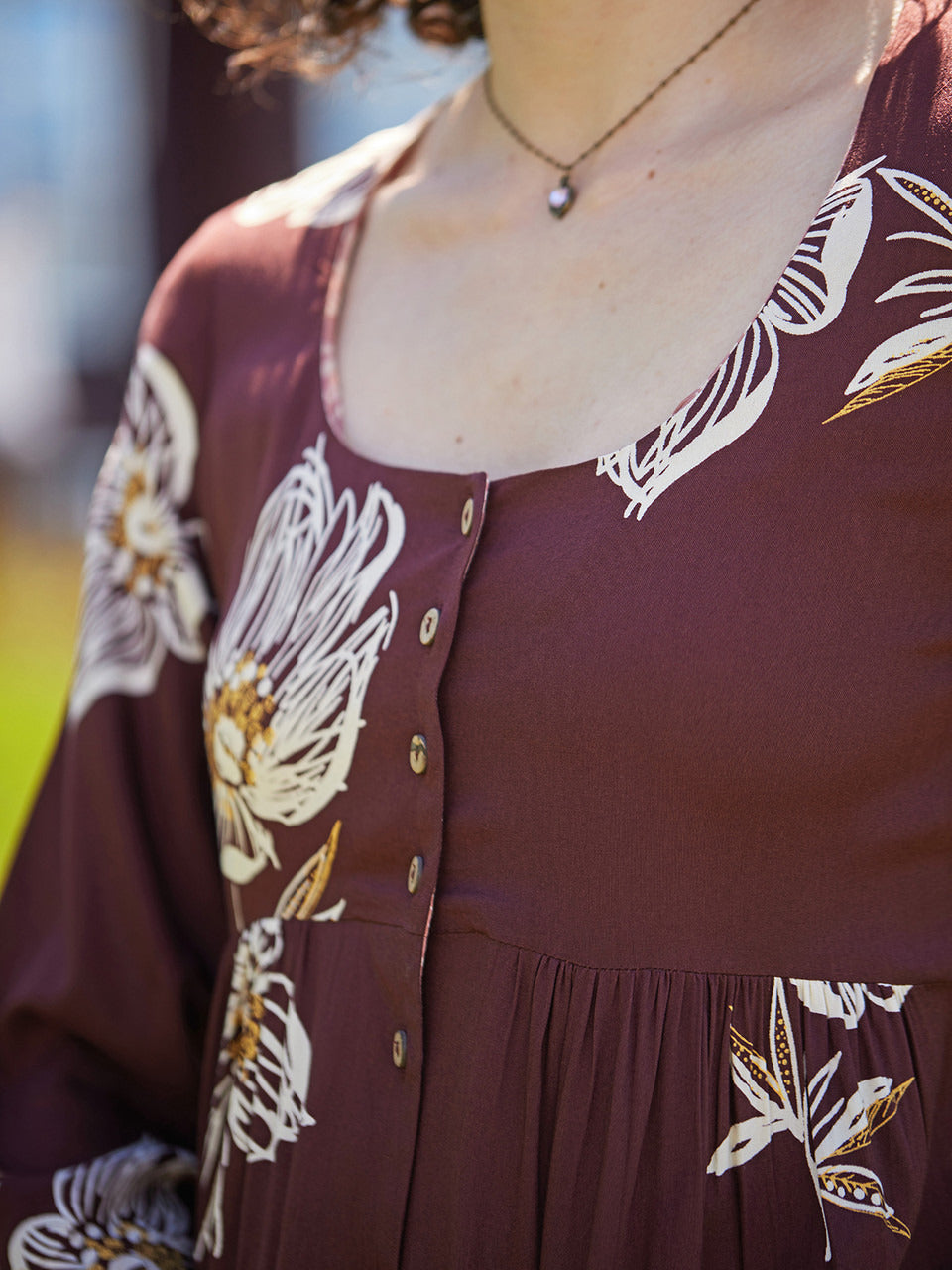 April Cornell Sketch Flower Dress - Brown