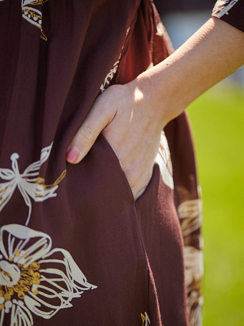 April Cornell Sketch Flower Dress - Brown