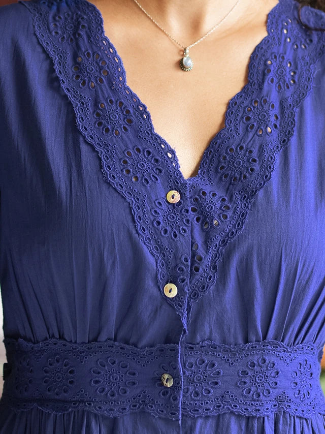 April Cornell Countryside Prairie Dress - Marine Blue