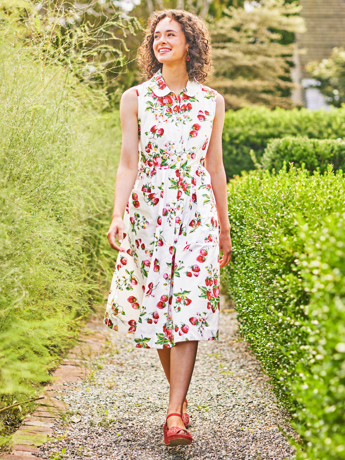 April Cornell Strawberry Porch Dress - White