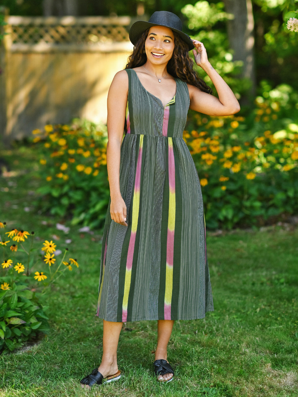 April Cornell Rainforest Stripe Dress - Green