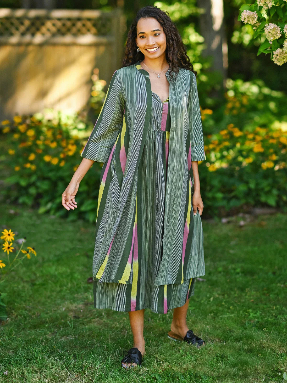 April Cornell Rainforest Stripe Dress - Green