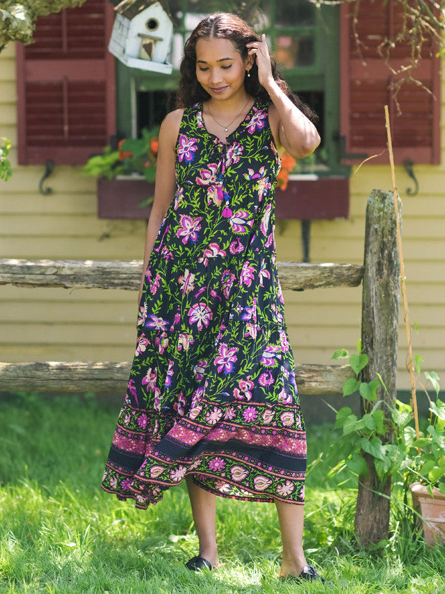 April Cornell Kalamkari Dress - Black
