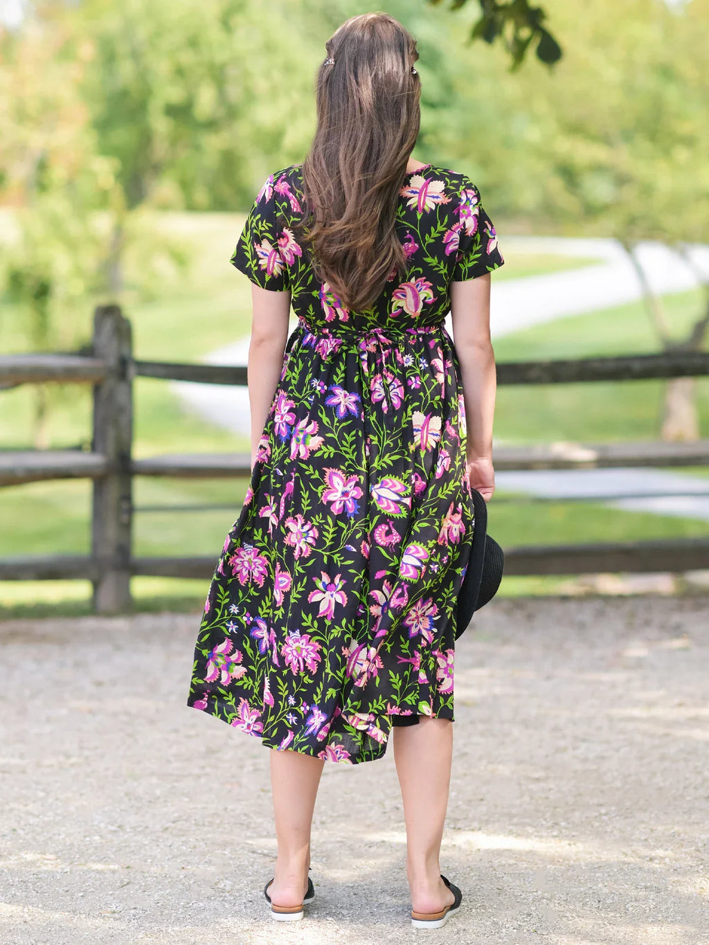 April Cornell Kalamkari Tea Dress - Black