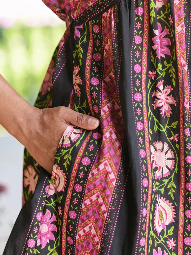 April Cornell Kalamkari Tunic Dress - Black