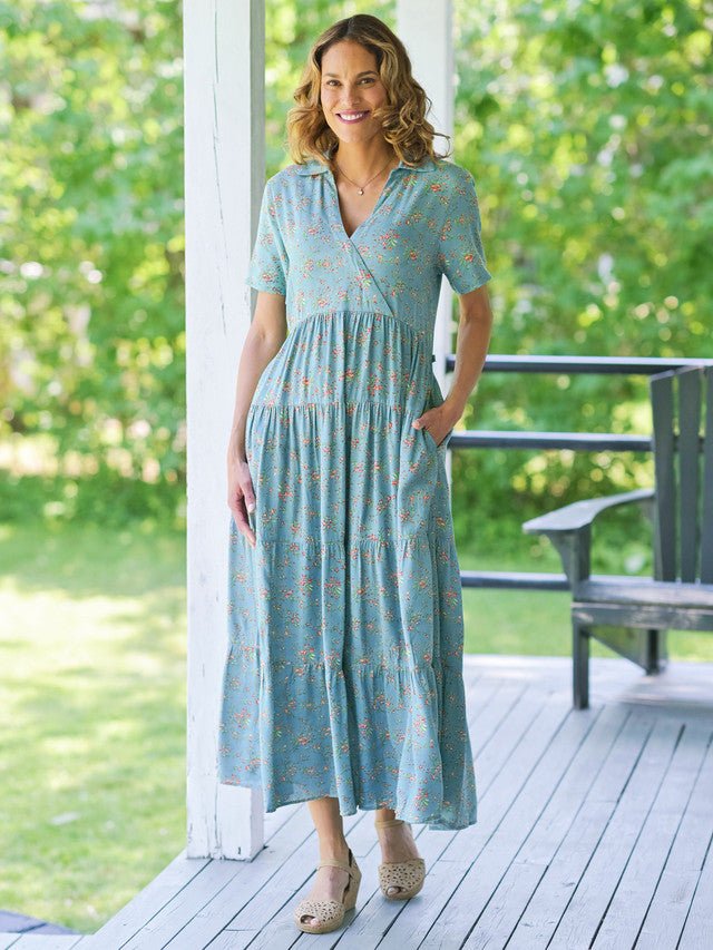 April Cornell Mulberry Dress - Soft Teal