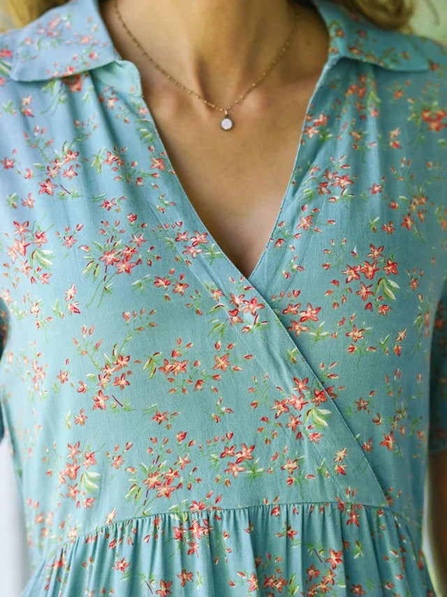 April Cornell Mulberry Dress - Soft Teal