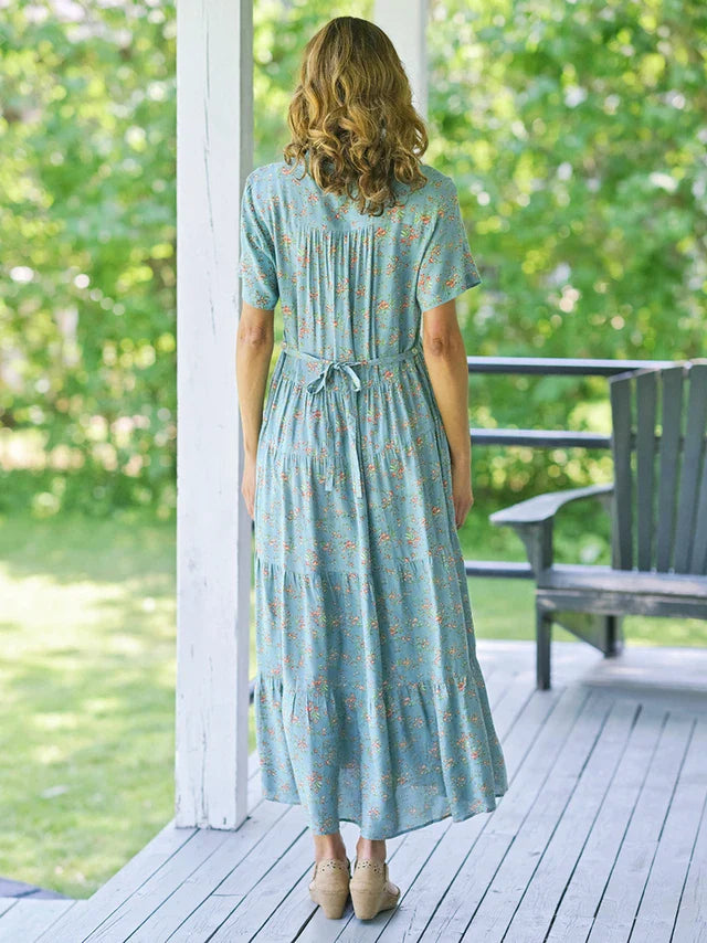 April Cornell Mulberry Dress - Soft Teal