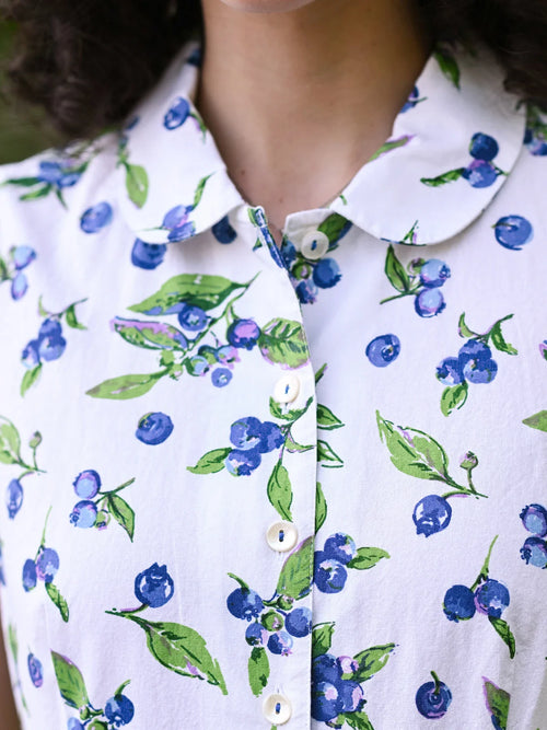 April Cornell Blueberry Porch Dress - White Blue