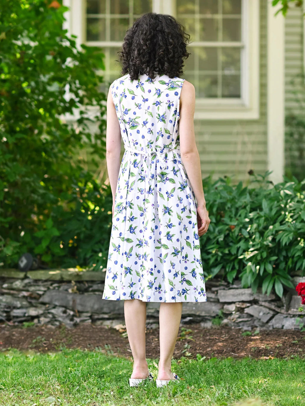 April Cornell Blueberry Porch Dress - White Blue