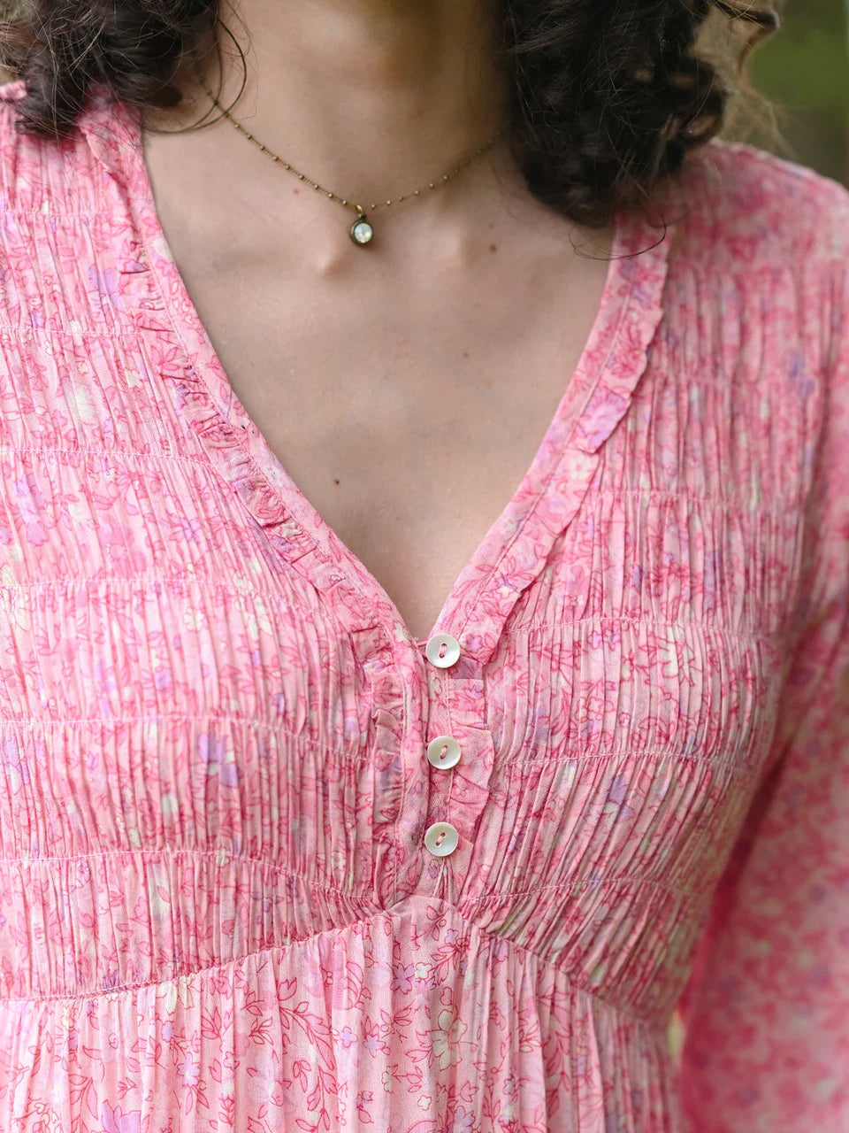 April Cornell Heather Pleated Dress - Pink