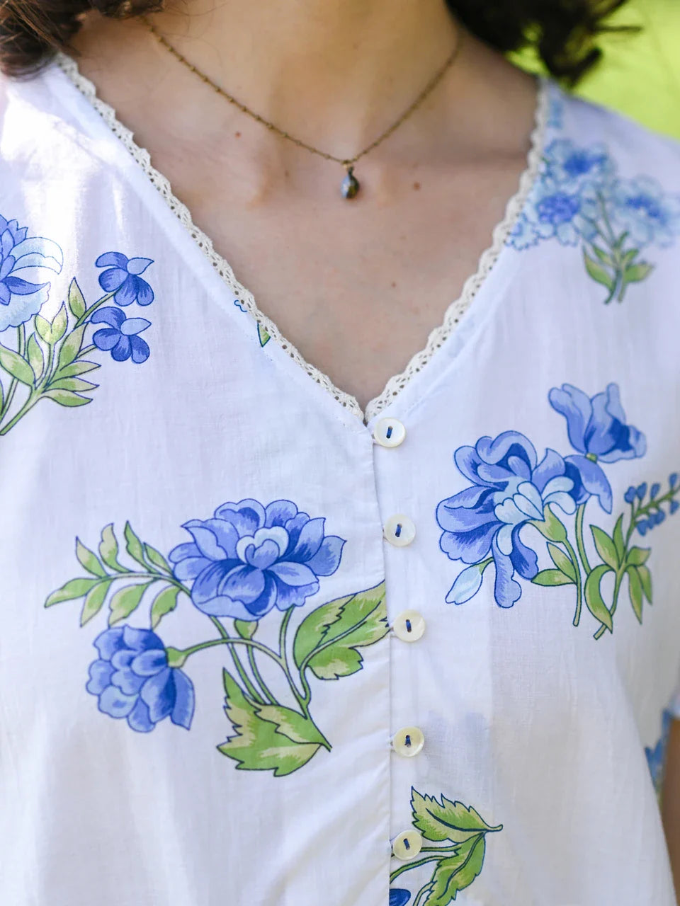 April Cornell Scotia Prairie Dress - White Blue
